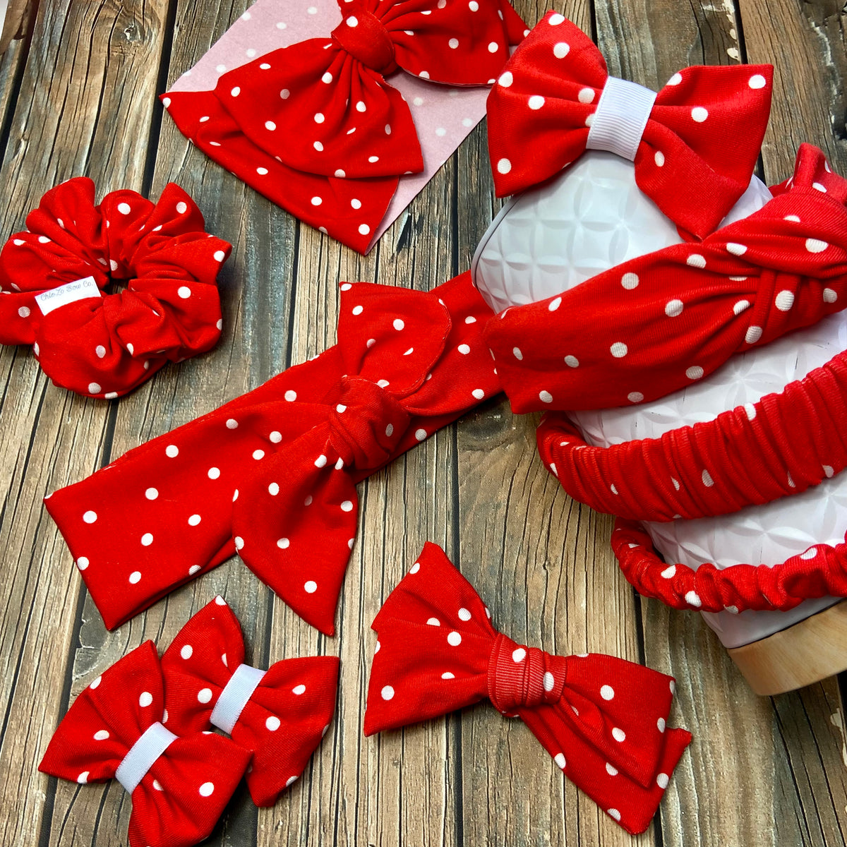 Red Polka Dot Structured Headbands